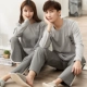 Cặp đôi đồ ngủ cotton dài tay mùa xuân và mùa thu nam nữ phiên bản Hàn Quốc của phong cách công chúa mùa thu và mùa đông dễ thương bộ thể thao nữ mùa đông