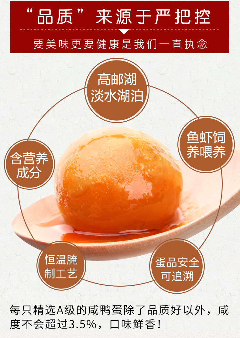 高邮特产 邮辉  红心流油咸鸭蛋 55g*20只  真空包装 图3