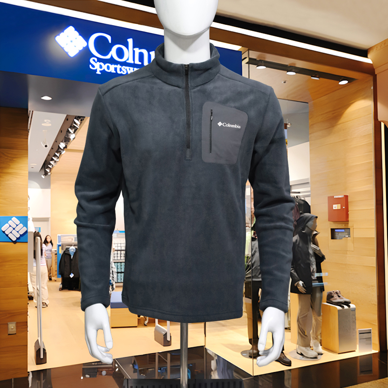 Colin's Discount Autumn and Winter Fleece Jacket for Men, Stand-Up Collar, Half-Zip, Casual Long-Sleeve, Fleece-Lined, Warm Top