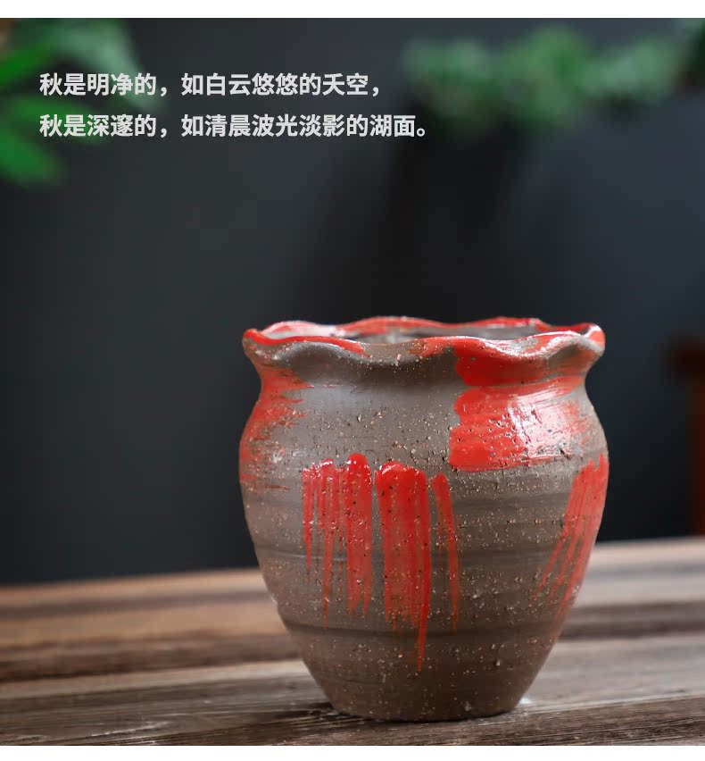 Coarse pottery flowerpot old running wholesale ceramic flowerpot more meat special creative mage high Lao - zhuang hand made flowerpot pack mail