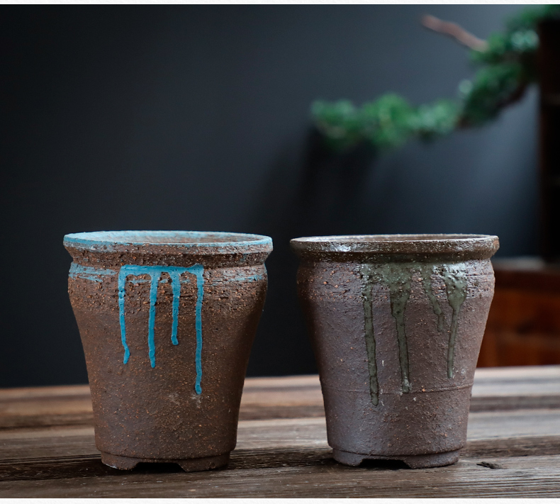 Coarse pottery flowerpot old running wholesale ceramic flowerpot more meat special creative mage how tall hand flowerpot pack mail