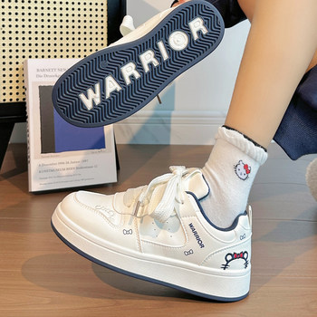Pull Back Cartoon Original Sneakers for Women 2025 New Winter Fleece-Lined Cold-Proof White Shoes Kt Cat Student Shoes for Women