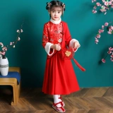 Красное ципао, детский пуховик, демисезонный лонгслив, китайский стиль, 12 лет, увеличенная толщина
