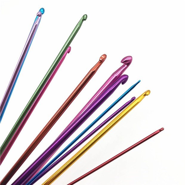 Crochet dài alumina màu đính cườm móc áo len len công cụ đan 27cm Afghanistan crochet - Công cụ & vật liệu may DIY que móc len