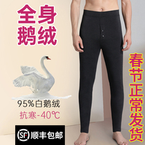 Goose Down Down Pants Men Wear Tight Fit 2021 New Middle Aged Cotton Pants Liner Winters Thickened Duck Suede Warm Pants