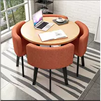 Деревянный зерновый круглый стол + апельсиновая ткань, 90 см.