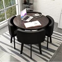 Круглый стол Tongmu + черная кожа, 90 см на столе