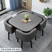 Серый квадратный стол + темно -серая кожа, настольный компьютер 80 см.