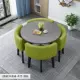 Серый круглый стол + зеленый кресло, 80 см на столе
