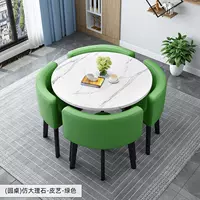 Образец круглого стола + зеленый кожаный стул, 90 см на рабочем столе