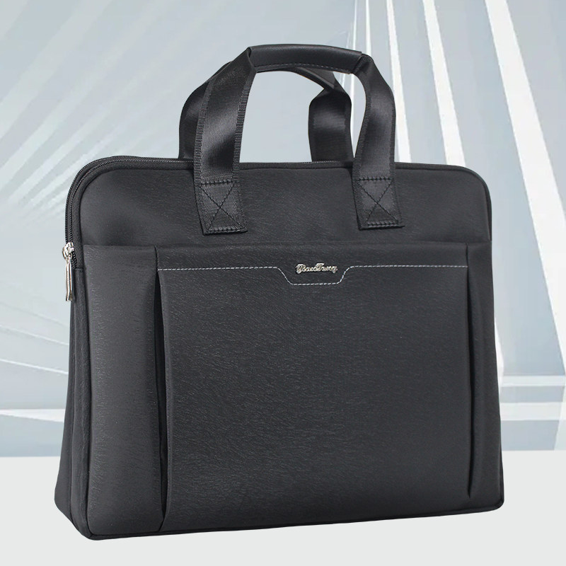 Jianten briefcase Canvas Hand File Bag Multilayer Large Capacity Business Office Meeting Waterproofing Document Bag Laced