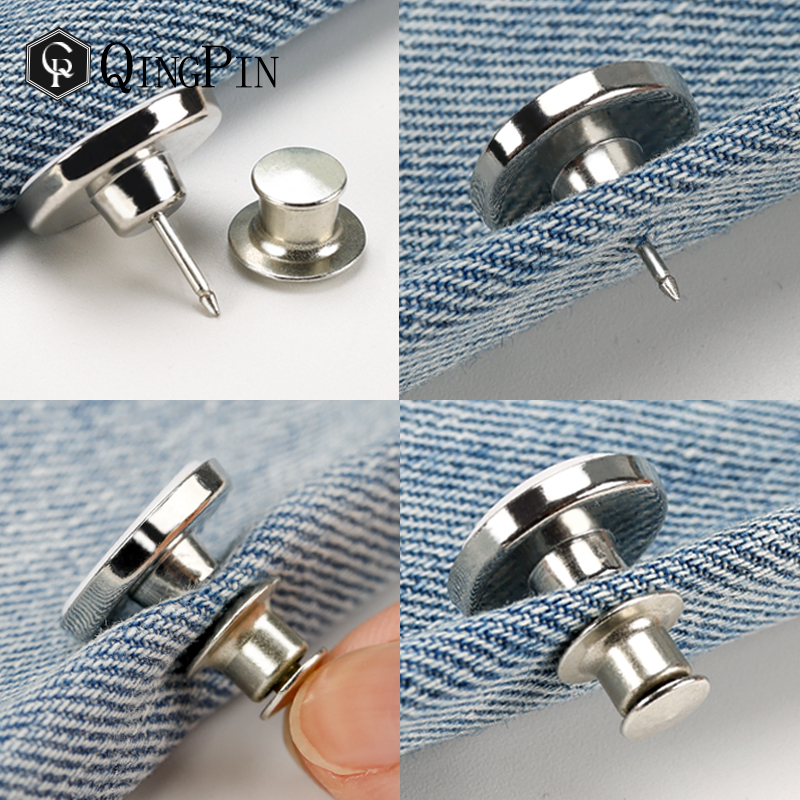 No-Sew Detachable Universal Button for Adjusting Waist Size on Jeans, a Magic Tool for Resizing Without Sewing No-Sew Detachable Universal Button for Adjusting Waist Size on Jeans, a Magic Tool for Resizing Without Sewing