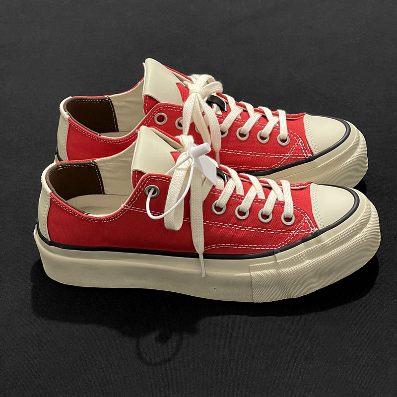 2025 Soft-Soled Red Height-Increasing Canvas Shoes 1970S Low-Top Fashion Retro Casual Sneakers Men's Summer Women's Shoes