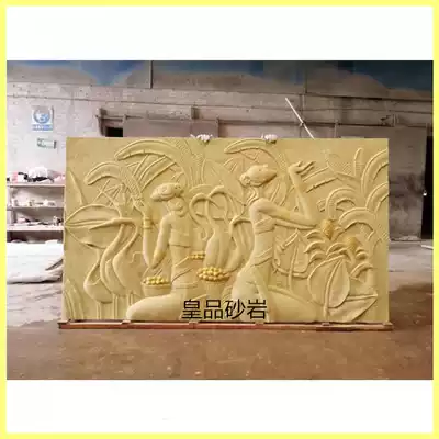 Sandstone relief Dai girl sculpture background wall European-style villa hotel home improvement glass fiber imitation copper factory direct sales