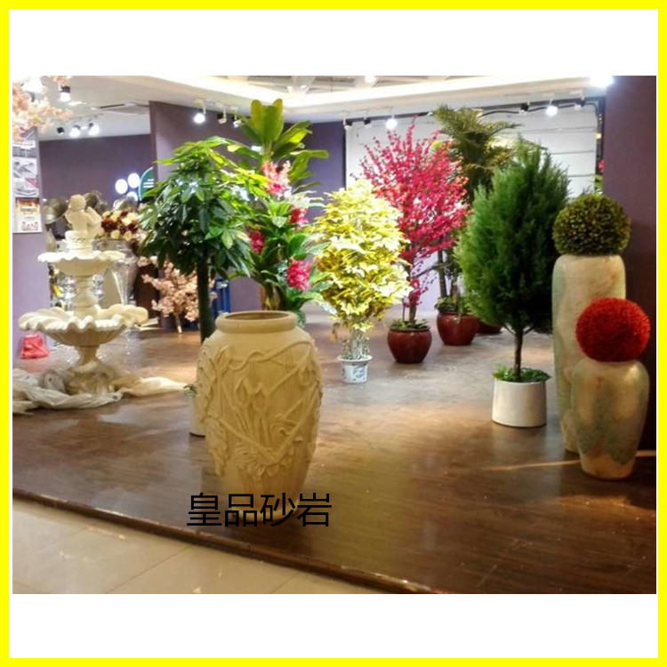 Sandstone banana leaf flower pot flower pot water pot community garden decoration landscape sculpture fiberglass imitation copper factory direct sales