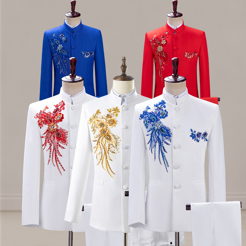 Zhongshan Costume Chorus Costume Youth Sequined Adult Men's Stage Performance Costume Host Singer Dress