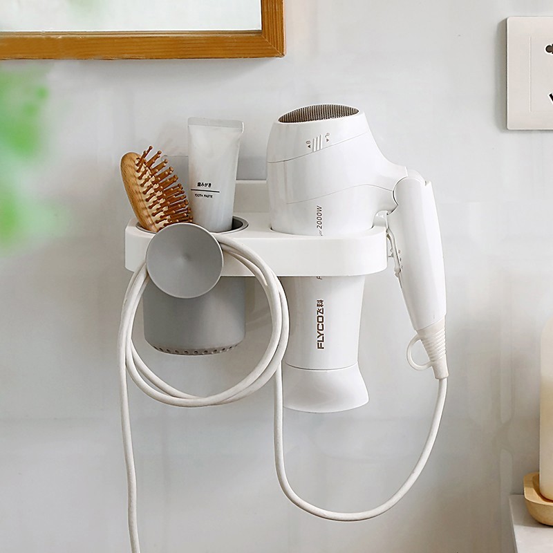 Winding hair dryer rack free punch bathroom powder room toilet storage rack wall-mounted hair dryer rack