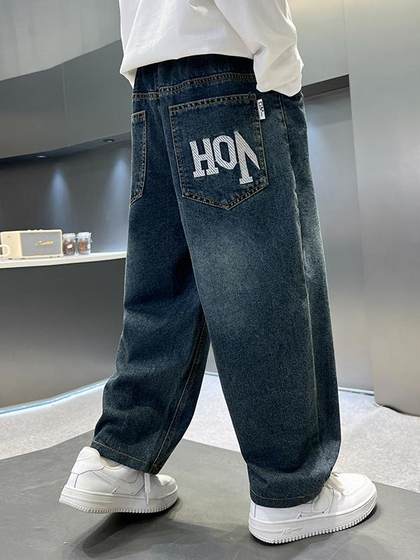 男童裤子春秋款复古软牛仔裤2025新款儿童春季耐磨长裤潮