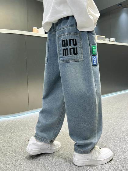 男童裤子春秋款复古软牛仔裤2025新款儿童春季耐磨长裤潮