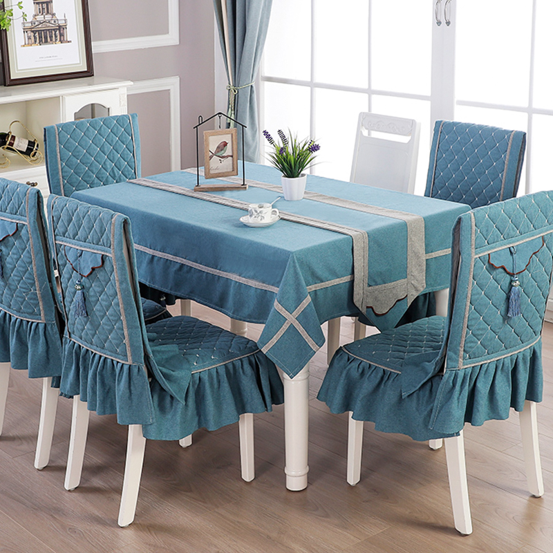 Dining Room Chair Cover Cushion Cloth Art Table Cloth Dining Chair Cover Backrest Home Table Cloth Rectangular Tea Table Cloth Chair Cushion Suit