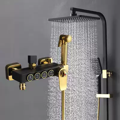 Thermostatic shower kit lifting square wall hanging home pressurized bathroom bathroom all copper shower