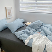 Sky Blue Grey four pieces Pure Cotton All Cotton 1 8 Bed Bedding Grinding Student Dorm Room Single Three Sets of Bed Hats