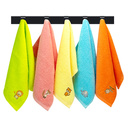 洁丽雅儿童毛巾纯棉洗脸家用小长方形可爱宝宝小毛巾少女柔软 5条