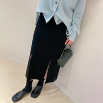 Juneshan bought handshop 3 1 Phillip Lim black bifacial wool knit open half skirt