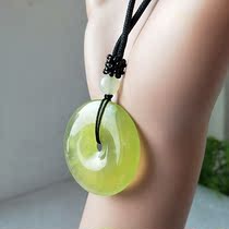 Large new A-grade natural Xiuyu peace buckle pendant ice bottom water grass jade buckle 3 8*0 68 cm diameter