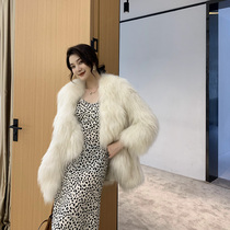Elegant Queen 2021 Autumn Winter Ruffle Korean version of raccoon fur woven fur coat fox fur long coat
