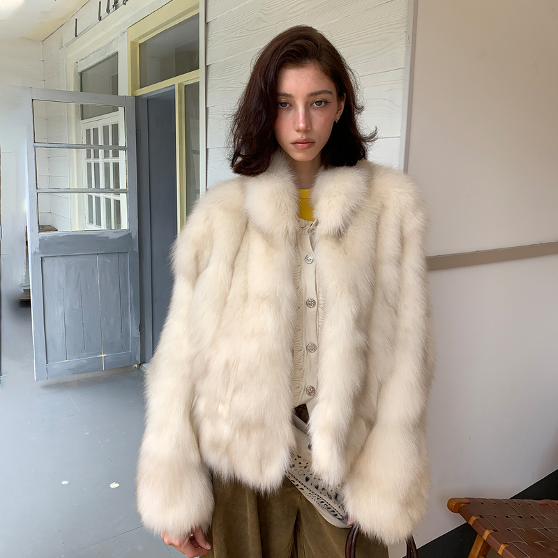 Beimili Nai Fu Girl Finnish Imported Fox Fur Stand Collar Fur Coat Women's Short Young Style Fur Coat Beimili Nai Fu Girl Finnish Imported Fox Fur Stand Collar Fur Coat Women's Short Young Style Fur Coat