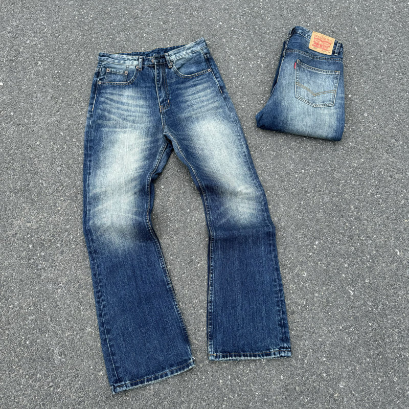 Factory Director's Independent 517 Bamboo Pattern Washed Vintage Flared Jeans Cleanfit Unisex Indigo Vibe Long Pants Factory Director's Independent 517 Bamboo Pattern Washed Vintage Flared Jeans Cleanfit Unisex Indigo Vibe Long Pants