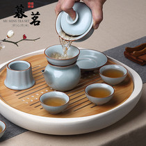 LENIBERK Ruyao Kung Fu Tea Set Home Simple Japanese Ice Cracking Open Tablets Can Raise Handmade Ceramic Tea