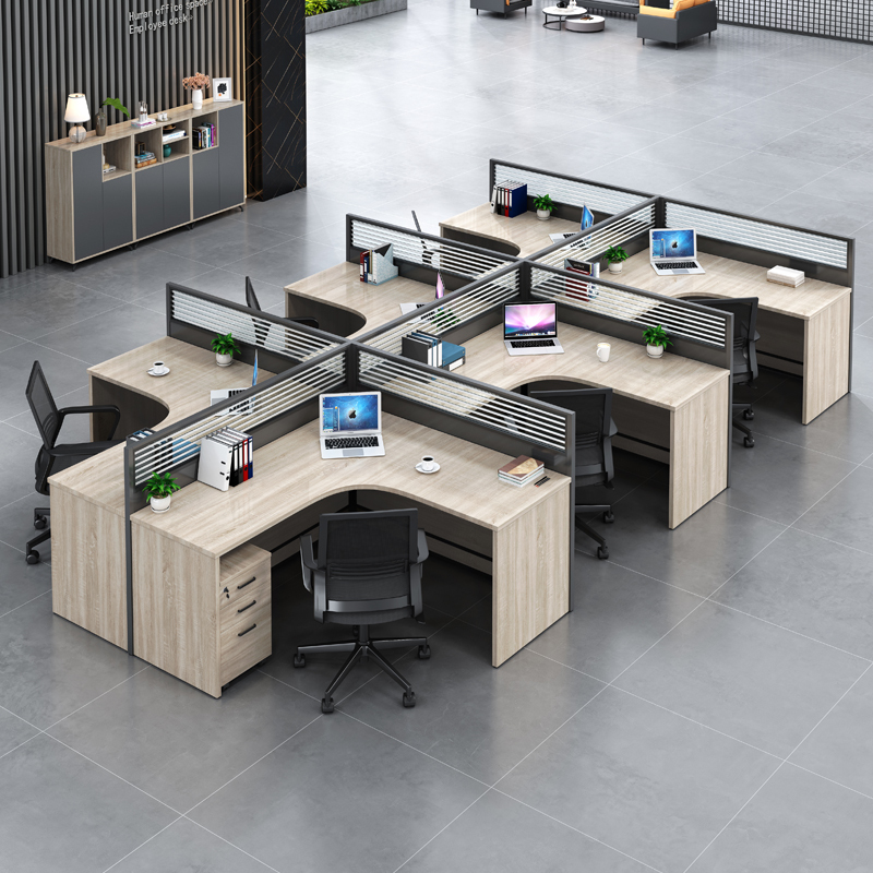 Office Desk Workstation Staff Screen Deck Double 4 Four 6 People Staff Desk and Chair Combination Furniture