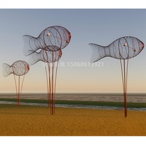 Stainless steel hollow deer abstract weaving rockery metal iron art waterscape beautiful lighting shape grid rabbit sculpture