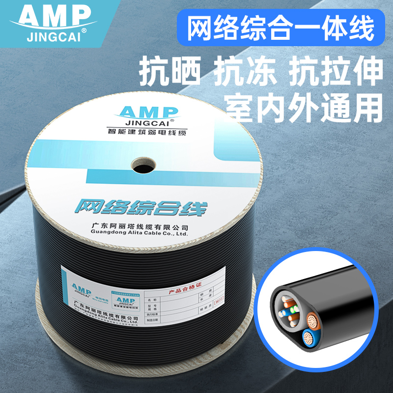 Ultra Five Six Categories 4 Core 8 Core With Power Supply Integral Wire Pure Oxygen-free Copper Monitoring Network Wire Outdoor Composite Wire-Taobao