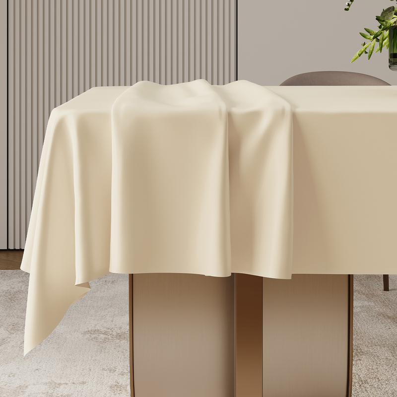 Cream-Colored Solid Color Tablecloth, No-Wash, Waterproof, Oil-Proof, Rectangular Dining Tablecloth, Home Coffee Table Cloth, High-End Fabric Cream-Colored Solid Color Tablecloth, No-Wash, Waterproof, Oil-Proof, Rectangular Dining Tablecloth, Home Coffee Table Cloth, High-End Fabric
