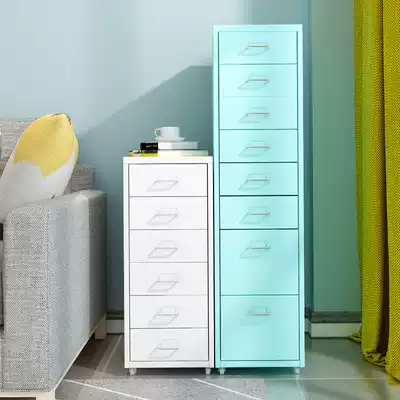 Office small chest of drawers, file under the table, data cabinet, movable iron three-drawer cabinet, low cabinet, mobile storage cabinet with wheel