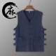 Summer ບາງໆຝ້າຍແລະ linen vest ແບບຈີນ Tang suit ຂອງຜູ້ຊາຍ vest clip Han coat plate buckle ຜູ້ຊາຍອາຍຸ undershirt ປັກກິ່ງ waistcoat