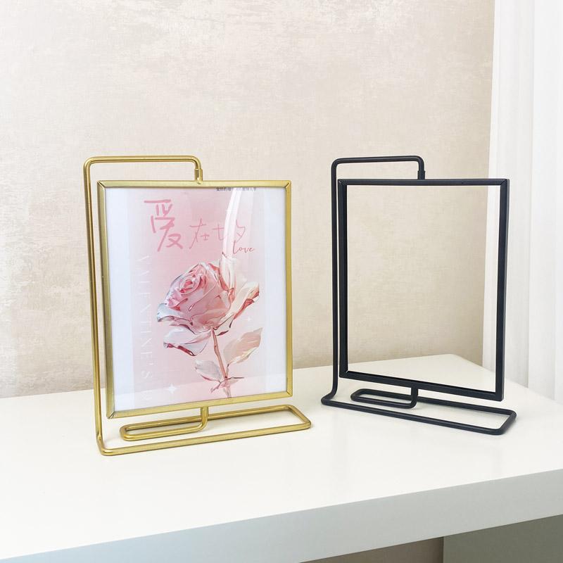 Scandinavian Style Metal Iron Rotating Photo Frame Desktop 678inch Marriage Certificate Commemorative Photo Album Desk Decoration