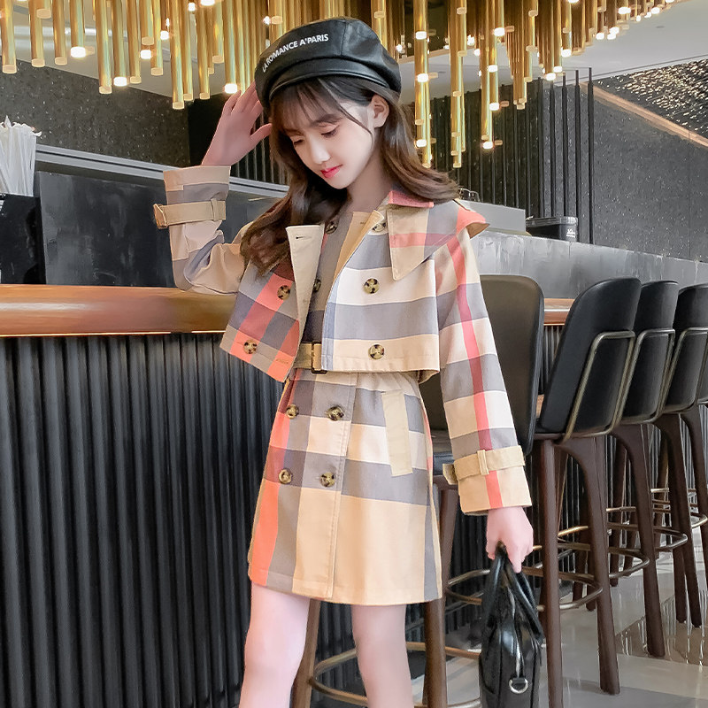 Girl Spring Dress Ocean Dress Suit 2022 New Chaoyang sends CUHK Scout Breeze Skirts Children Trendy Spring Summer