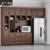 Nordic deep walnut color restaurant multi-function refrigerator side cabinet wine cabinet integrated microwave oven cabinet cupboard customization