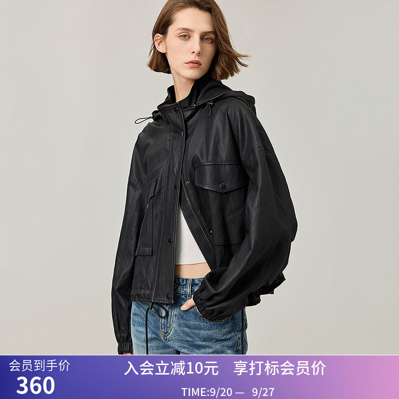 【Same Style as in Shopping Malls】Lily New Autumn Collection Stylish Workwear Stand-Up Collar Hooded High-Waisted Versatile Jacket for Women
