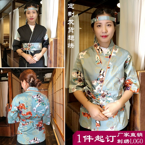 Пользовательский японский стиль рабочего ресторана, работники официанта работают в японском кулинарном магазине Sushi Master Chef Citchen Service Мужчины и женщины кимоно