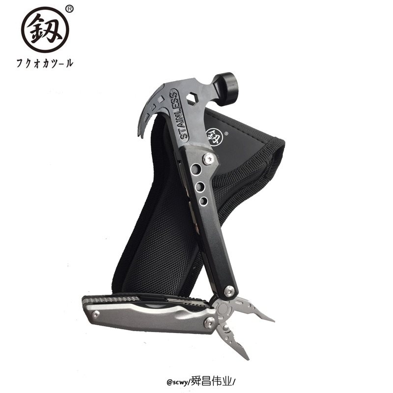 New Japan Fukuoka portable combination tool multifunctional folding pliers plus claw hammer outdoor escape tool