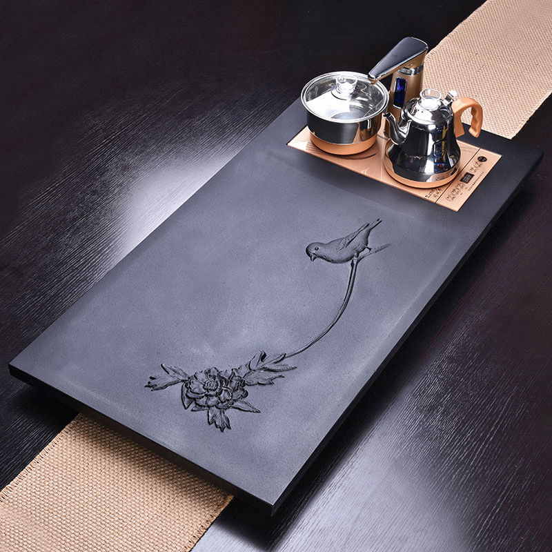 HaoFeng sharply stone tea tray of a complete set of kung fu tea set home four unity induction cooker rectangle tea tea set