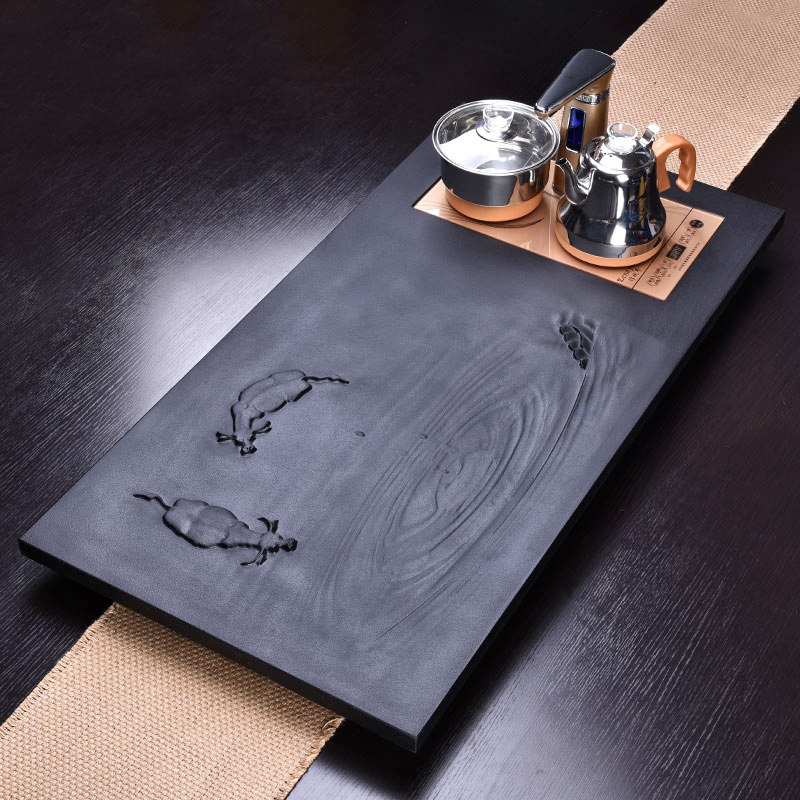 HaoFeng sharply stone tea tray of a complete set of kung fu tea set home four unity induction cooker rectangle tea tea set