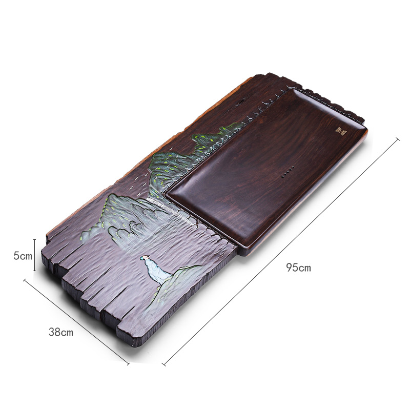 HaoFeng household ebony ground the whole piece of solid wood tea tray, black rosewood tea tea tray tray log restore ancient ways