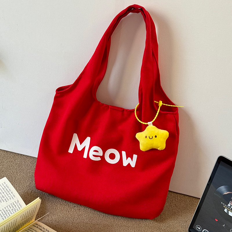 Canvas Bag Summer Women's 2026 New Style Hand-Held Shoulder Canvas Bag Large Capacity Student Commuting Colorful Tote Bag Canvas Bag Summer Women's 2026 New Style Hand-Held Shoulder Canvas Bag Large Capacity Student Commuting Colorful Tote Bag