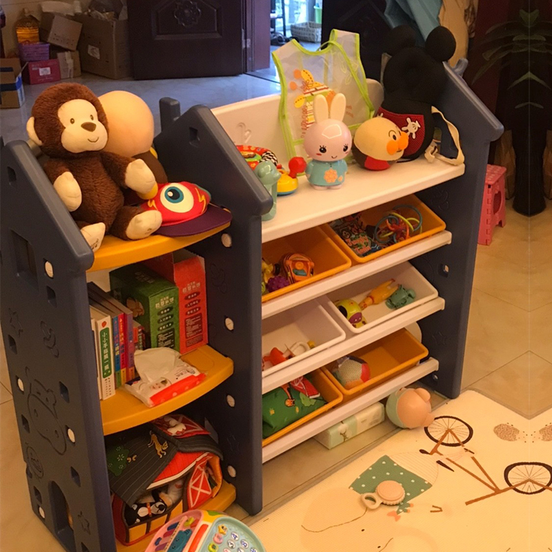 Children's toy storage shelf bookshelf integrated baby toy storage cabinet box home finishing shelf artifact living room